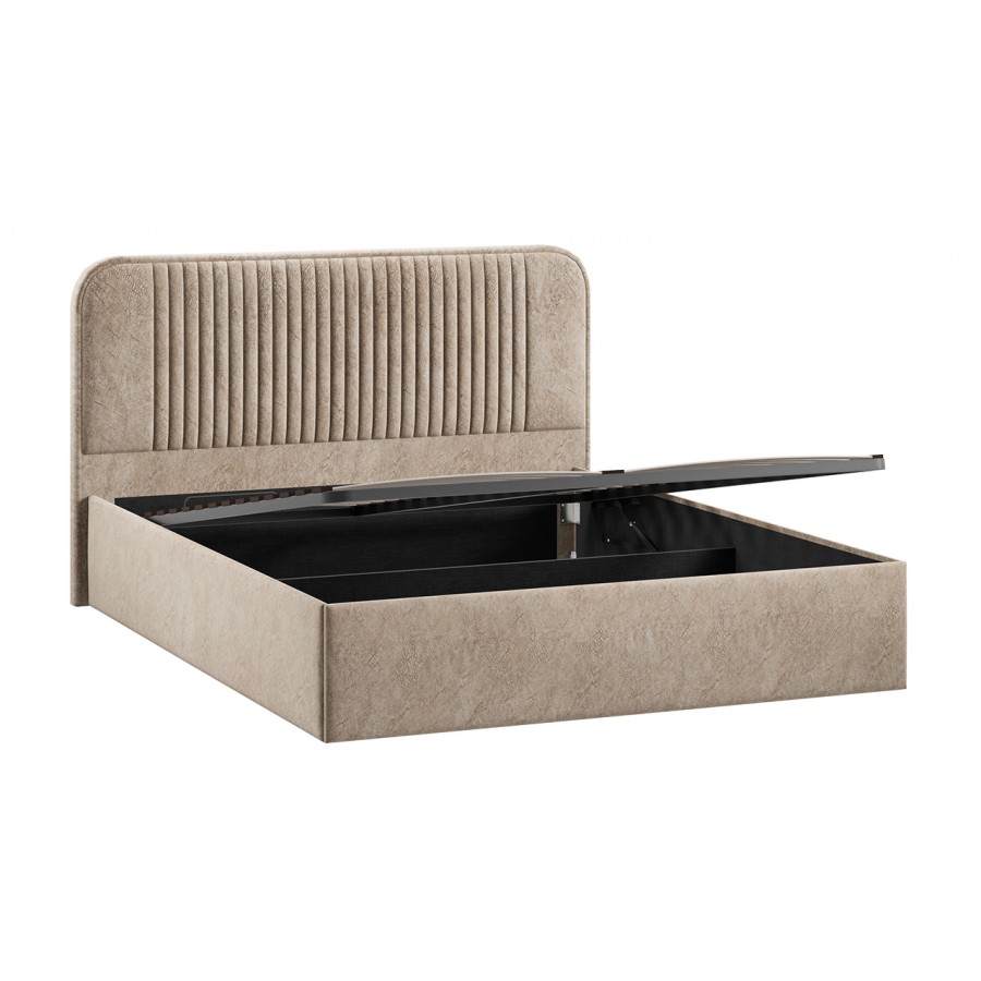 Кровать с ПМ «Тиффани» Тип 1 с заглушиной Микровелюр Wellmart Dark Beige