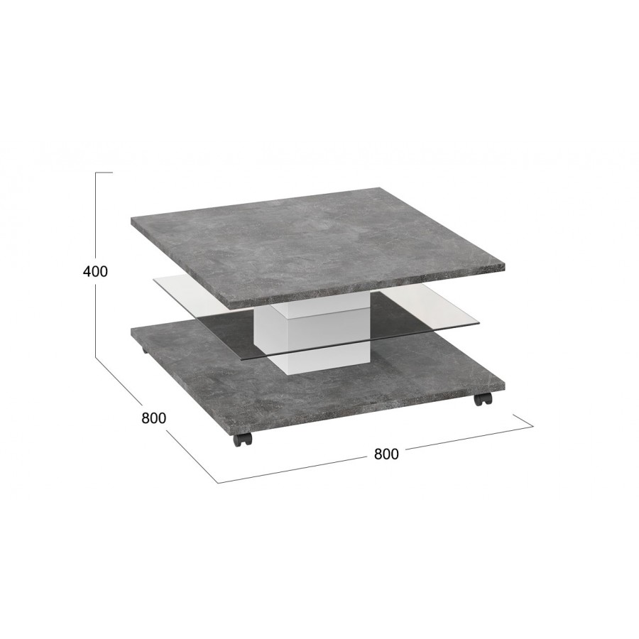 Стол журнальный «Diamond» тип 1 Белый, Ателье темный глянец