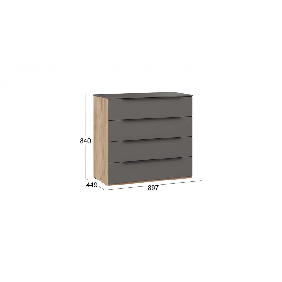 Комод «Порто» - ТД-393.04.01 Яблоня Беллуно, Графит софт