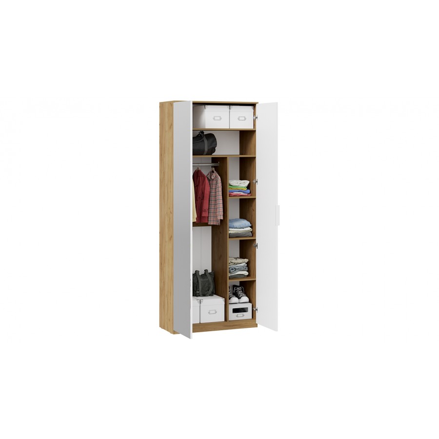 Шкаф комбинированный с 2 дверями «Хилтон» Исп.2 - 404.002.000 Дуб Крафт золотой, Белый матовый