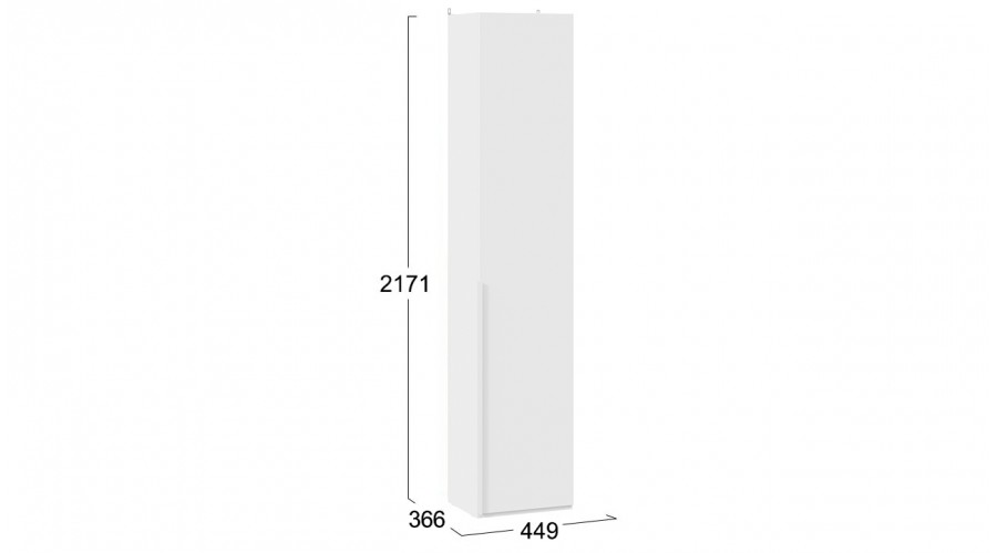 Шкаф для белья (366) с 1 глухой дверью «Порто» - СМ-393.07.211 Белый Жемчуг, Белый софт