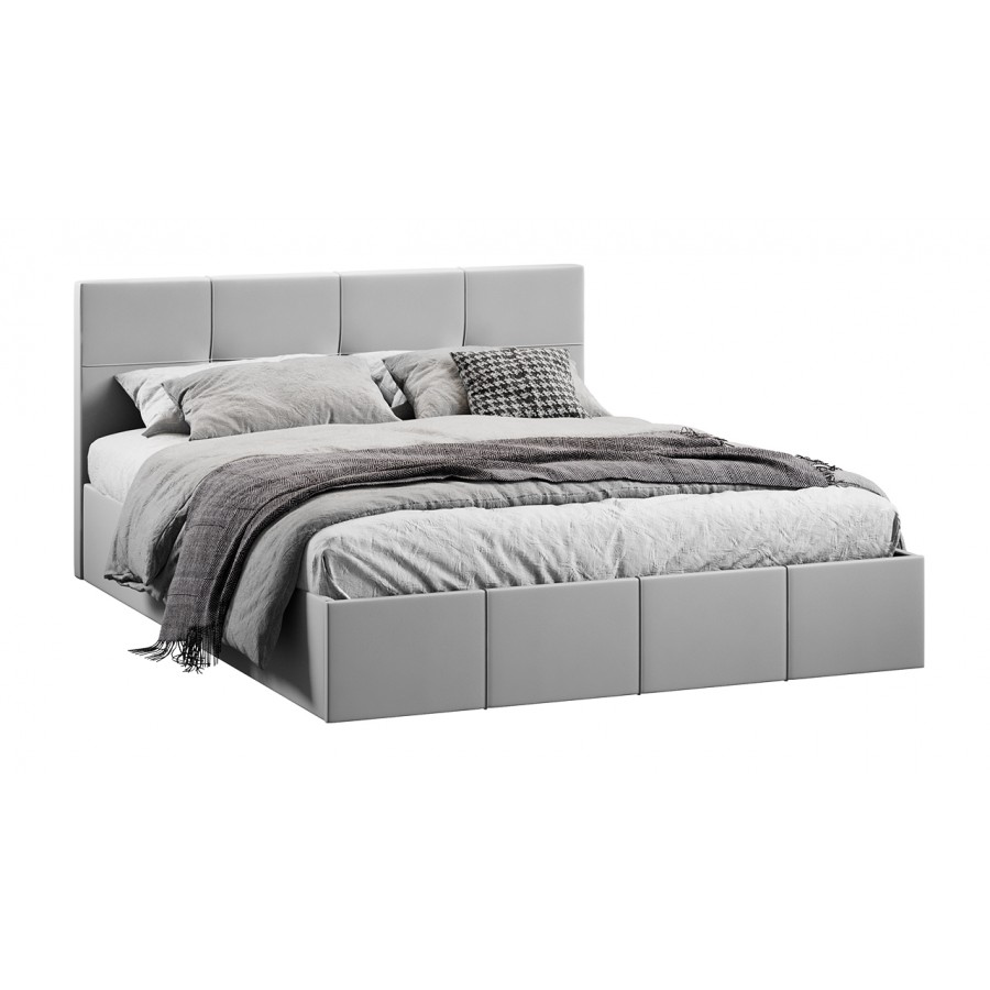 Кровать с ПМ «Лора» 180 см (с подъемным механизмом) с заглушиной (Велюр Confetti Silver)
