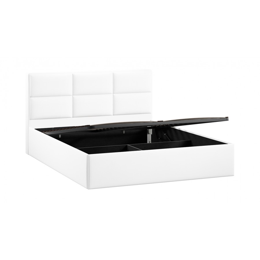 Кровать с ПМ «Стелла» Тип 1 с заглушиной Экокожа белая Polo 160 см