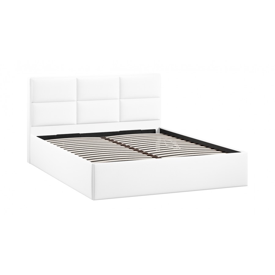 Кровать с ПМ «Стелла» Тип 1 с заглушиной Экокожа белая Polo 160 см