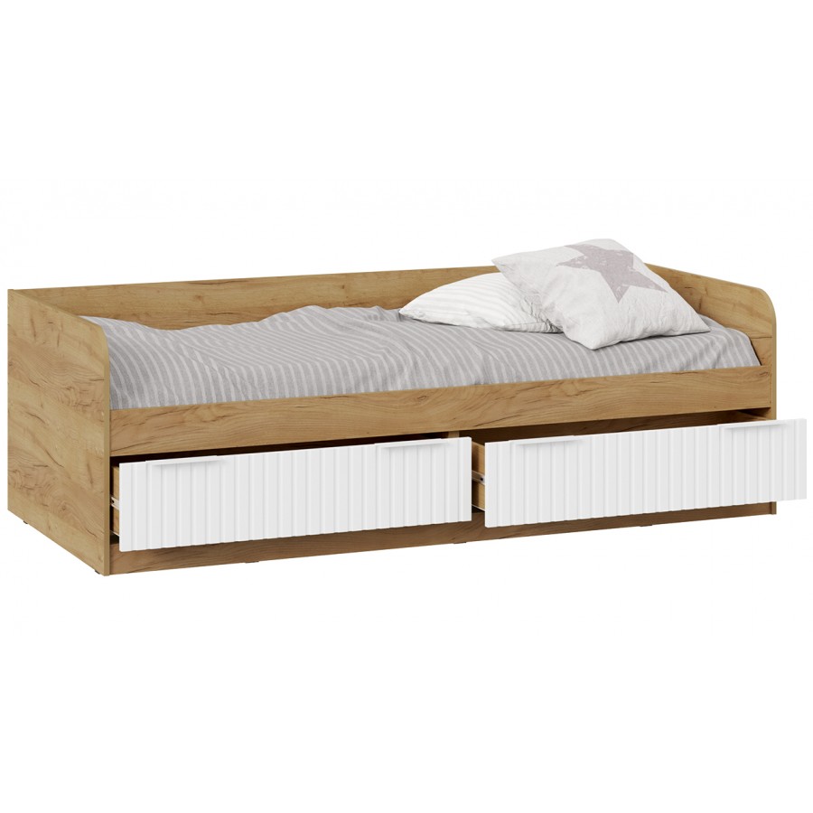 Кровать комбинированная «Хилтон» (900) Тип 1 - 404.006.000 Дуб Крафт золотой, Белый матовый