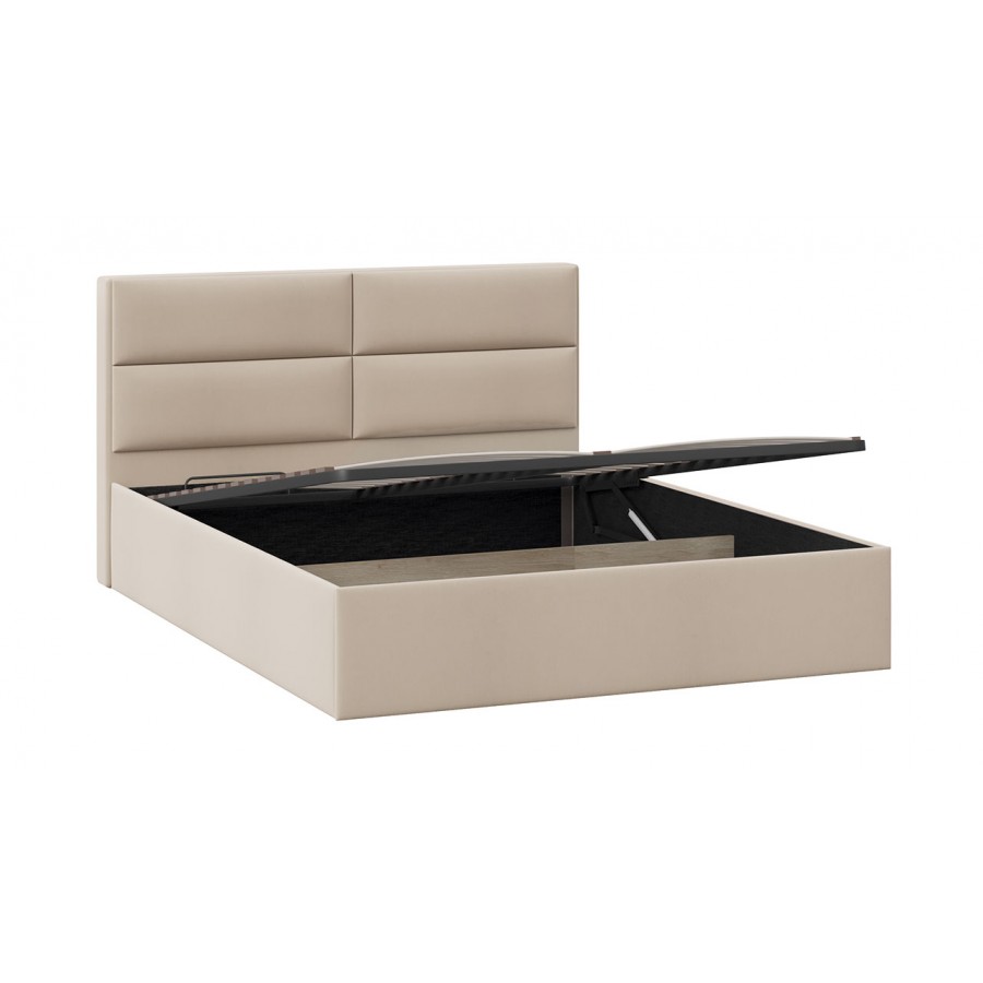 Кровать с ПМ «Глосс» Тип 1 (с подъемным механизмом) с заглушиной Велюр Мокко светлый