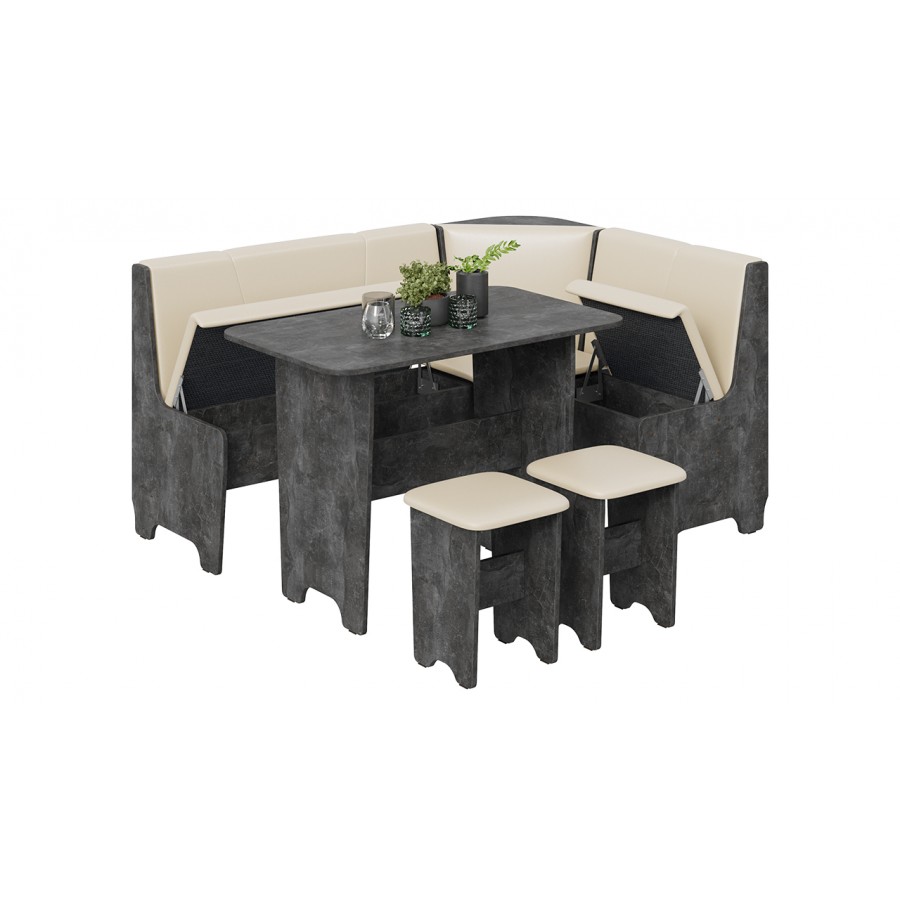 Кухонный уголок «Техас» Исп.1 Ателье темный, Экокожа бежевая