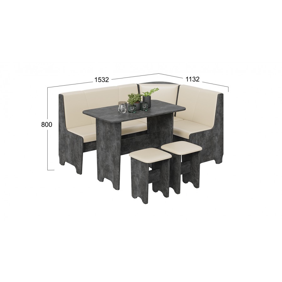 Кухонный уголок «Техас» Исп.1 Ателье темный, Экокожа бежевая