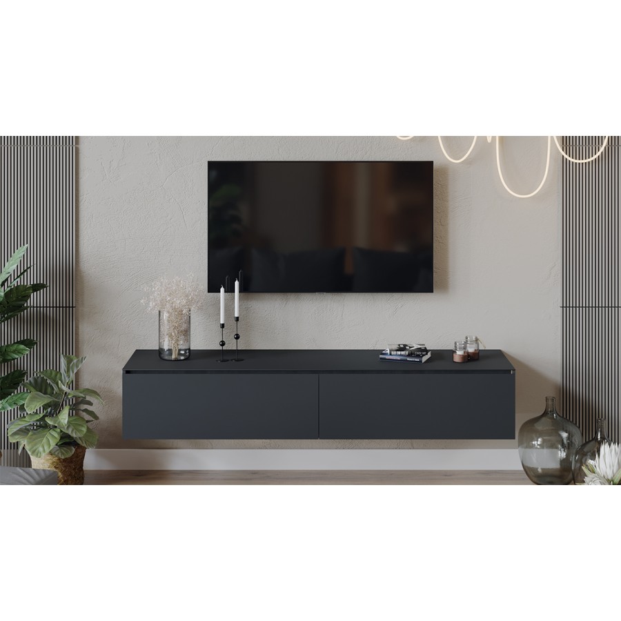 Тумба для теле- и радиоаппаратуры «Глосс» - ТД 319.03.11 Яблоня Беллуно, Стекло Графит матовый