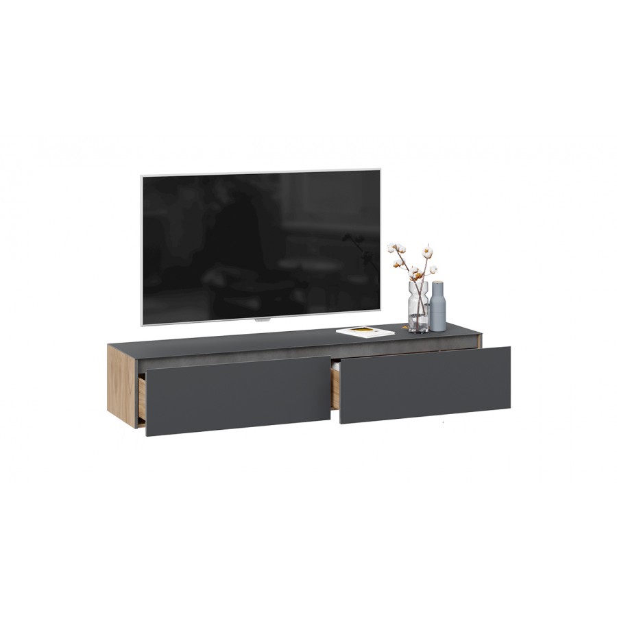 Тумба для теле- и радиоаппаратуры «Глосс» - ТД 319.03.11 Яблоня Беллуно, Стекло Графит матовый