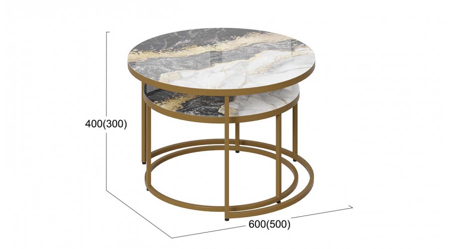Стол журнальный «Вега» Золото, Стекло Золотой мрамор