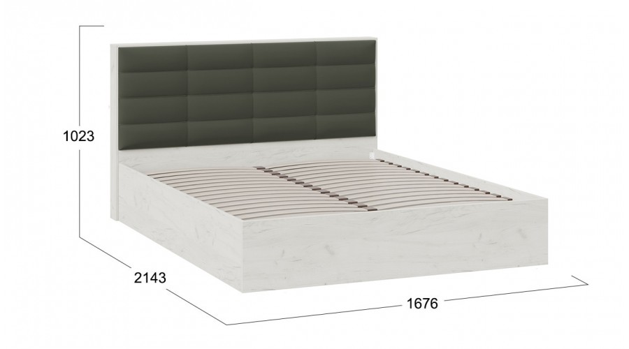 Кровать без ПМ «Агата» Тип 1 (без подъемного механизма) (Дуб крафт белый/Велюр серый)