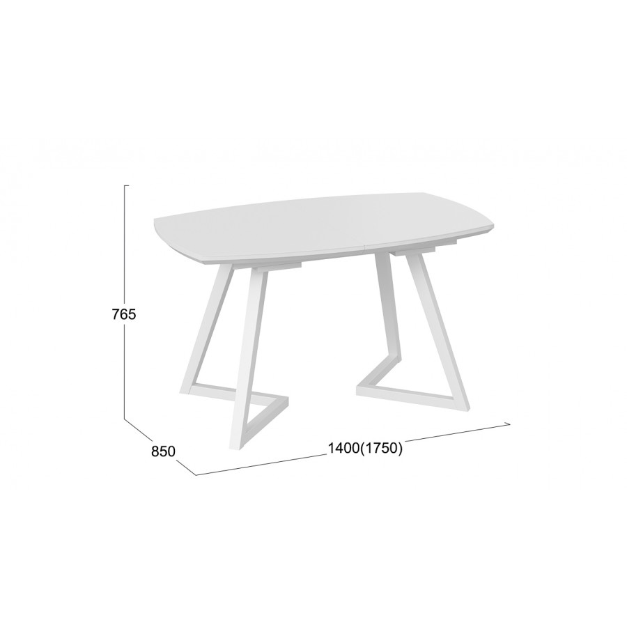 Стол обеденный «TESCA 2» Белый матовый/Стекло Белое матовое