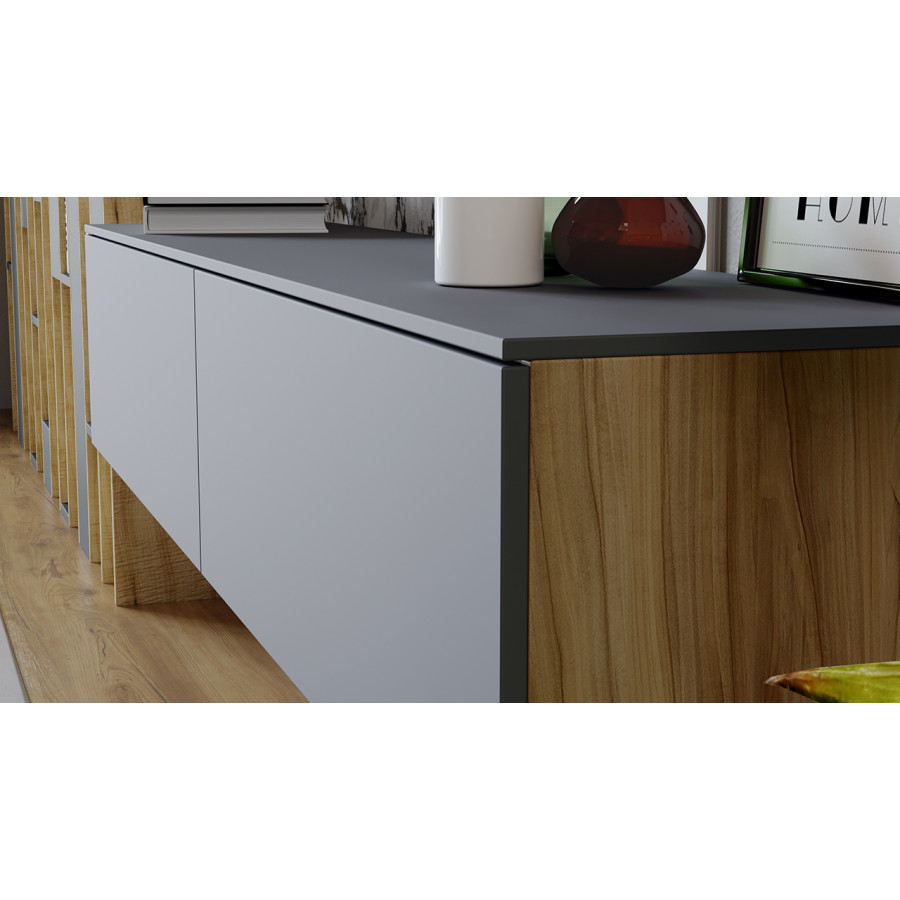 Гостиная «Порто» №1 - ГН-393.001 Яблоня Беллуно, Графит софт