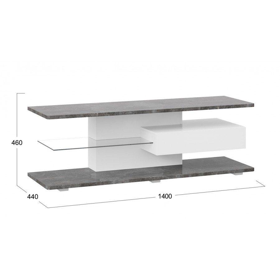 Тумба ТВ «Diamond» тип 1 Белый, Ателье темный глянец