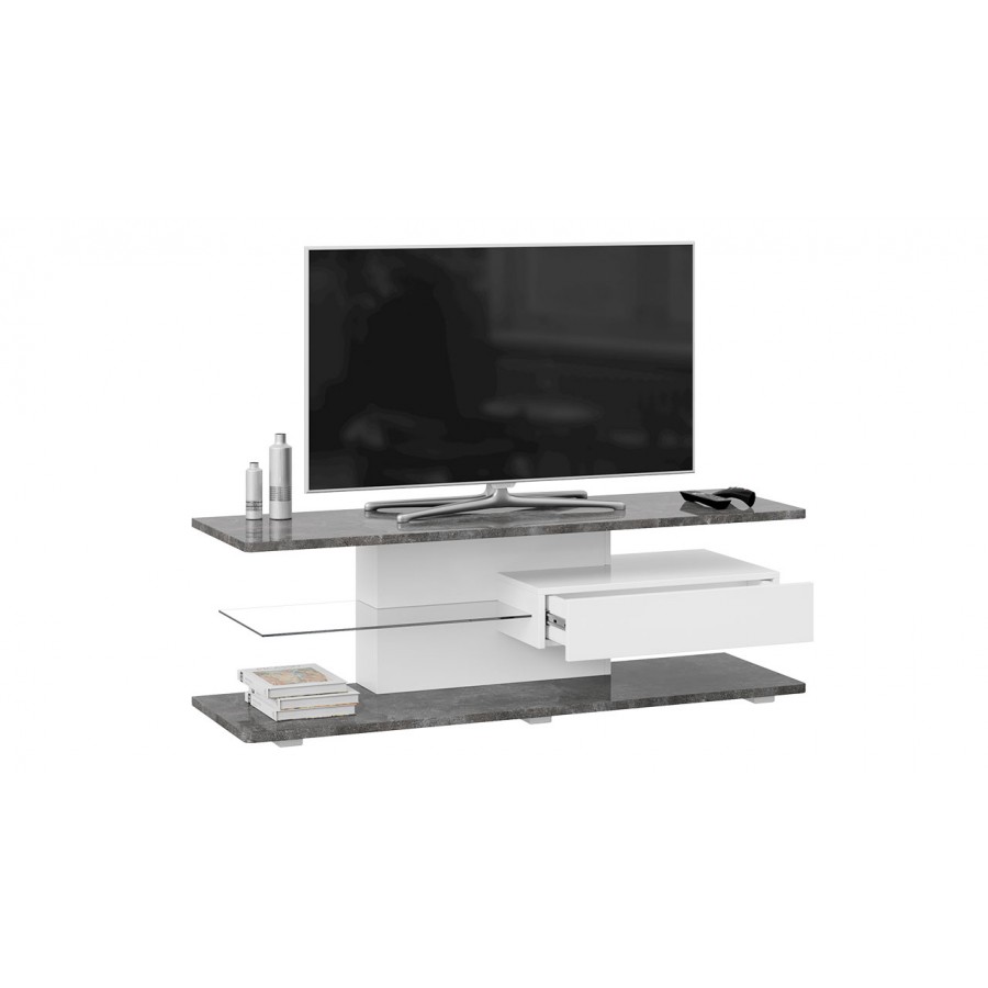 Тумба ТВ «Diamond» тип 1 Белый, Ателье темный глянец