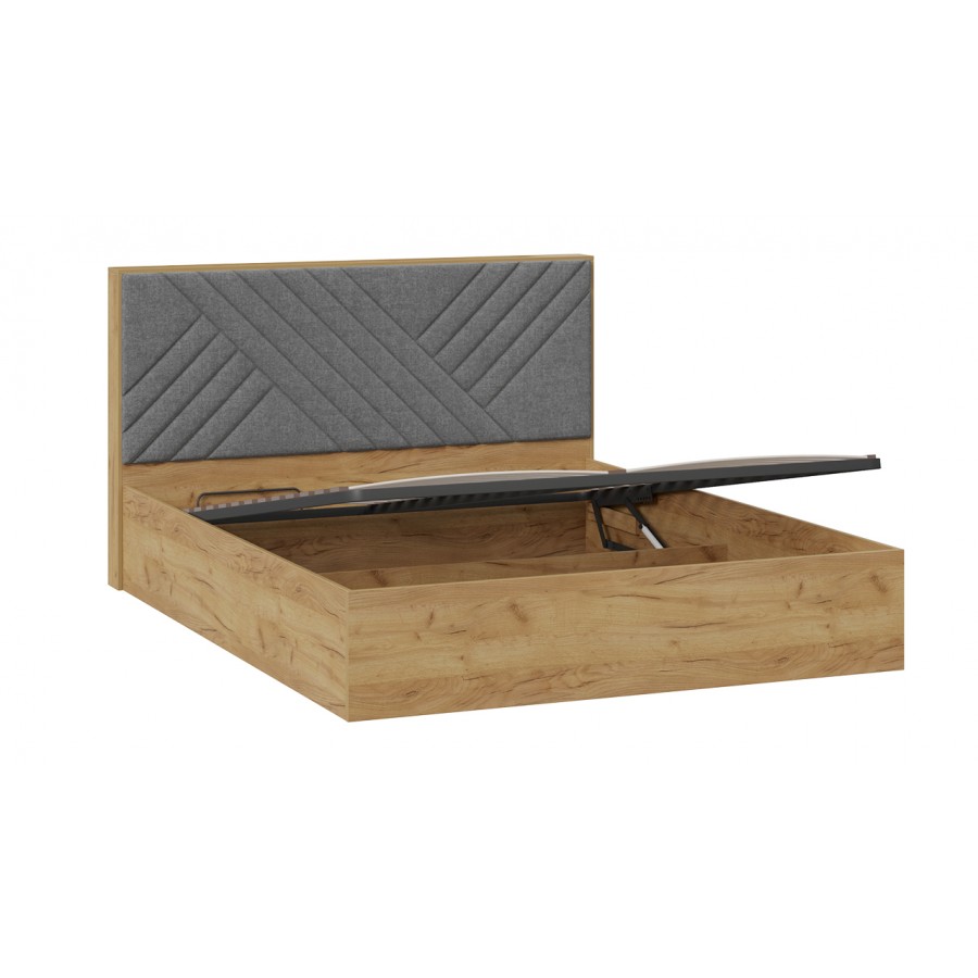Кровать с ПМ «Хилтон» Тип 1 (с подъемным механизмом) Дуб Крафт золотой, Велюр Серый