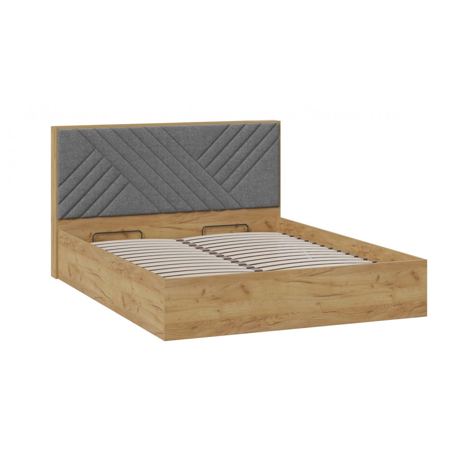 Кровать с ПМ «Хилтон» Тип 1 (с подъемным механизмом) Дуб Крафт золотой, Велюр Серый