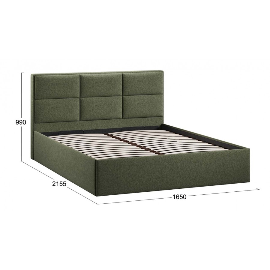 Кровать с ПМ «Стелла» Тип 1 с заглушиной Микровелюр Jercy Deep Green 160 см