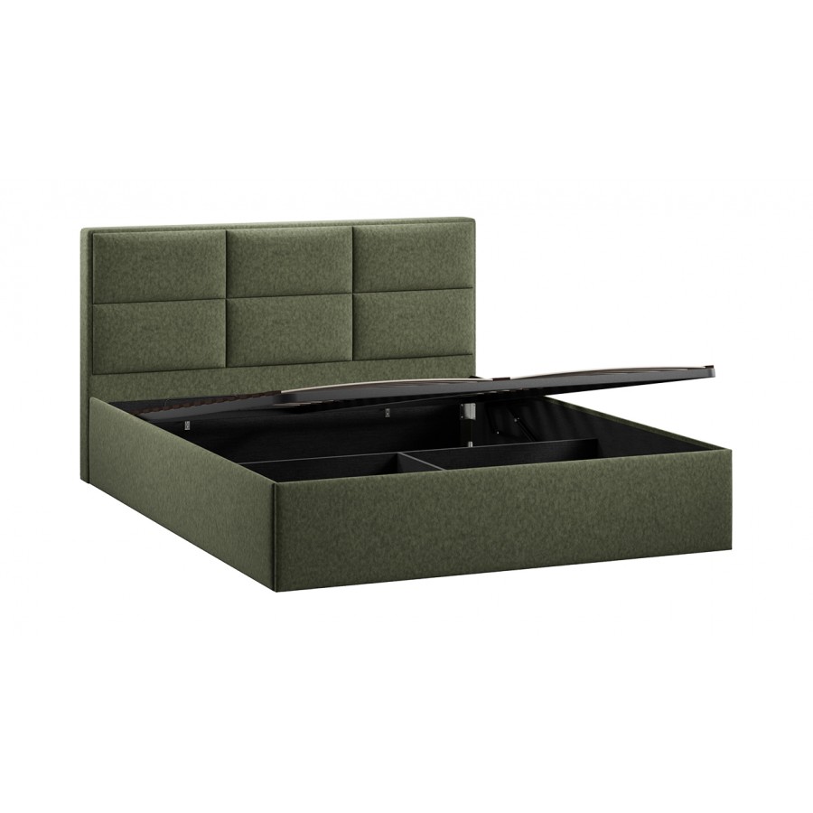 Кровать с ПМ «Стелла» Тип 1 с заглушиной Микровелюр Jercy Deep Green 160 см