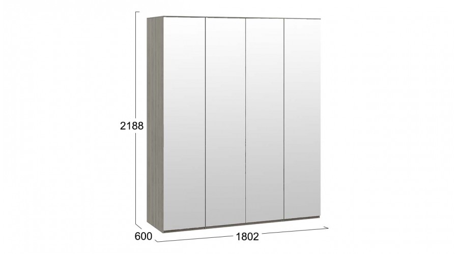 Шкаф комбинированный с 4 зеркальными дверями «Либерти» (Хадсон)