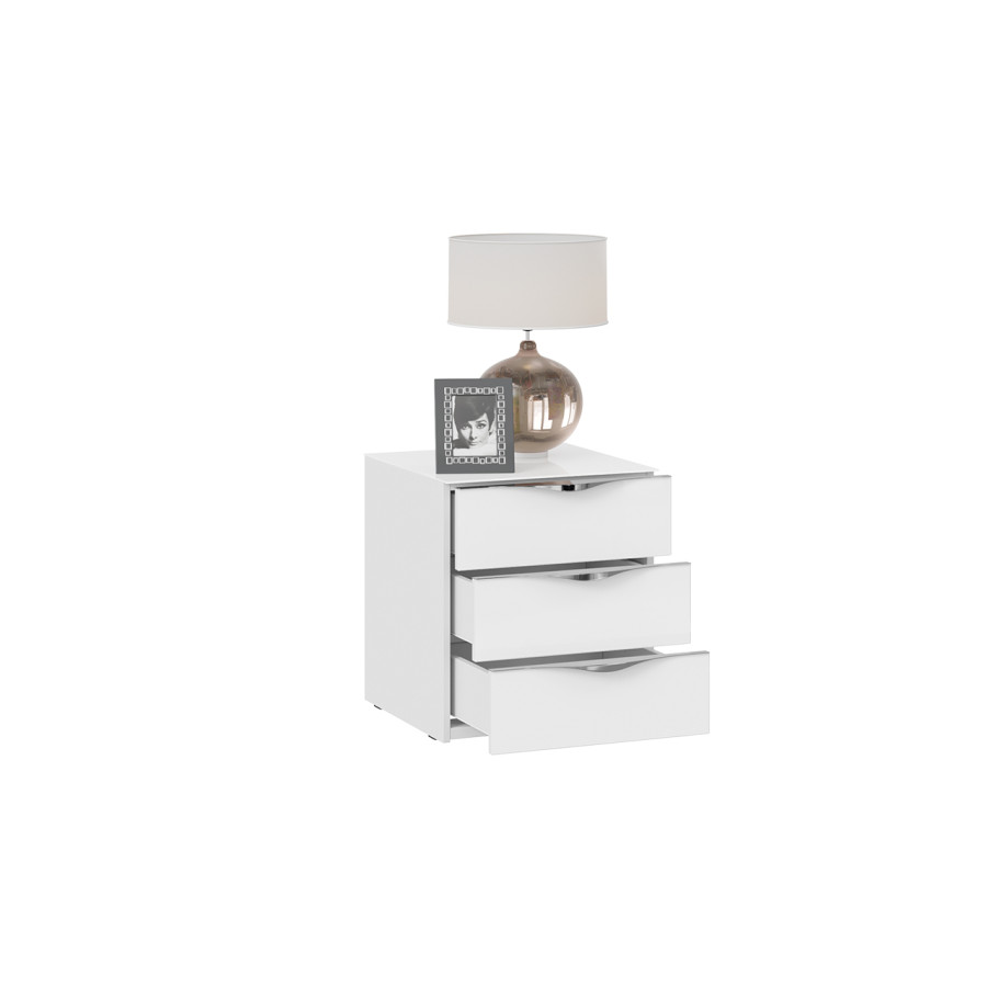 Тумба прикроватная с 3 ящиками «Глосс» - ТД 319.03.02 Яблоня Беллуно, Стекло Графит матовый