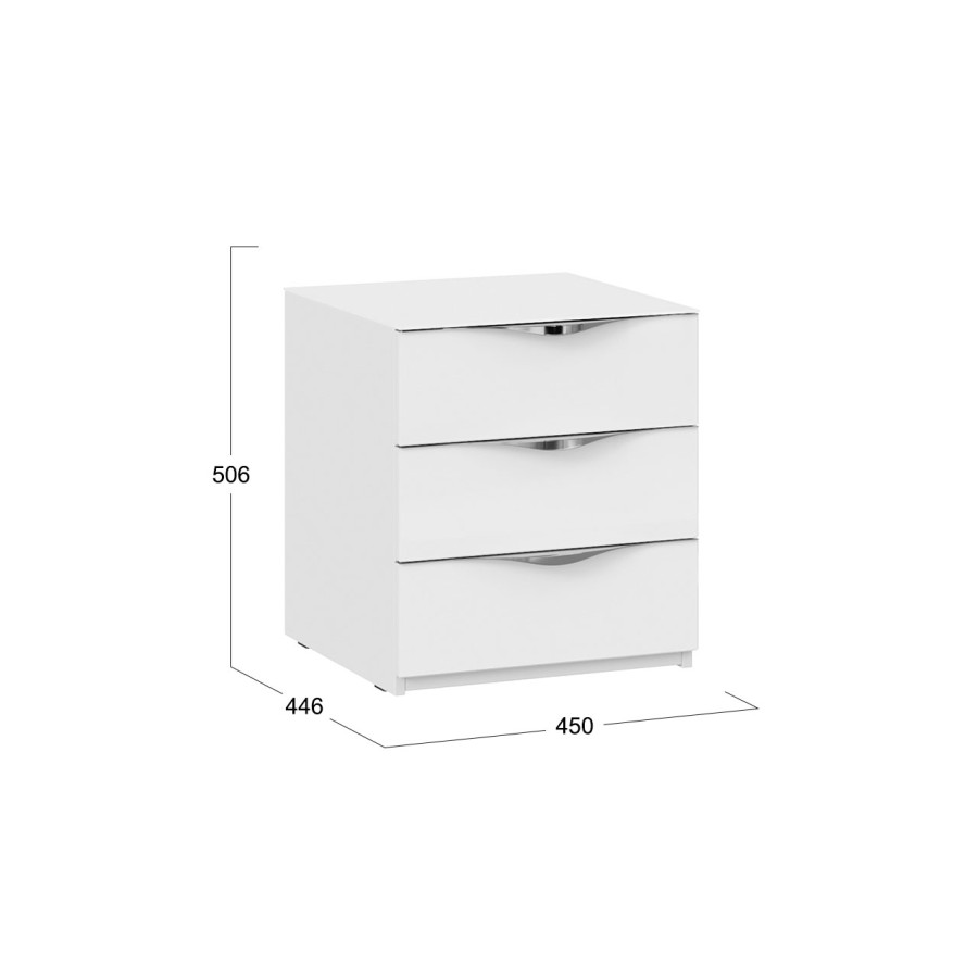 Тумба прикроватная с 3 ящиками «Глосс» - ТД 319.03.02 Яблоня Беллуно, Стекло Графит матовый