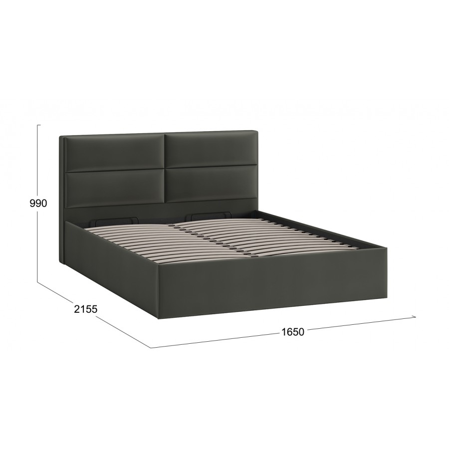 Кровать с ПМ «Глосс» Тип 1 (с подъемным механизмом) с заглушиной Велюр Confetti Stone