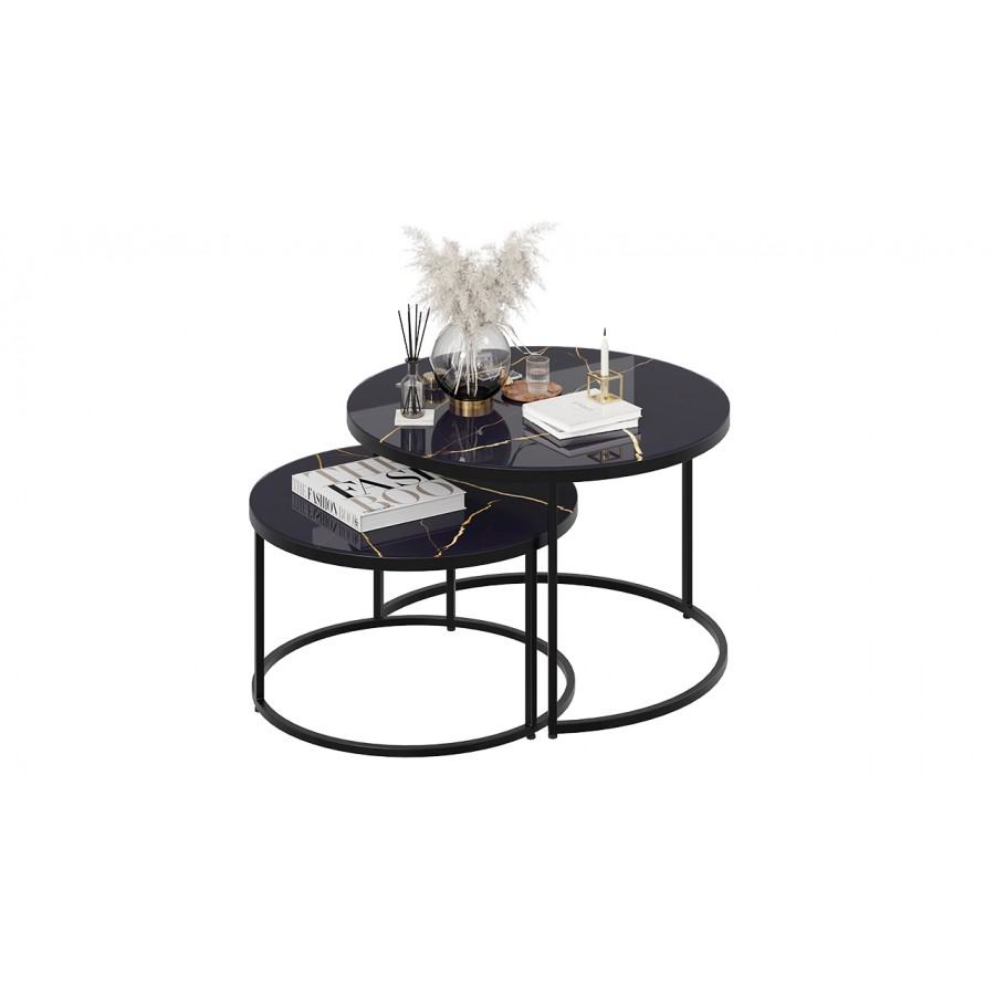Стол журнальный «Вега» Черный, Стекло Черный золото