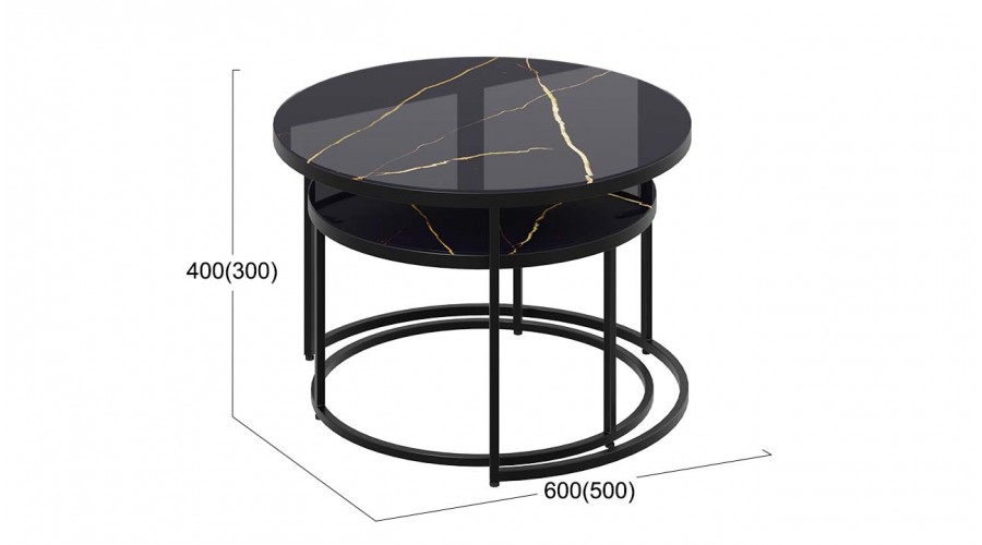Стол журнальный «Вега» Черный, Стекло Черный золото