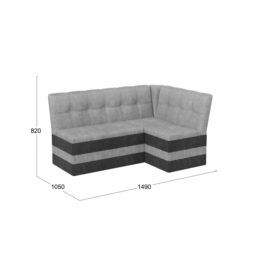 Скамья угловая «Оскар» исп. 2 Микровелюр Wellmart Silver, Graphite