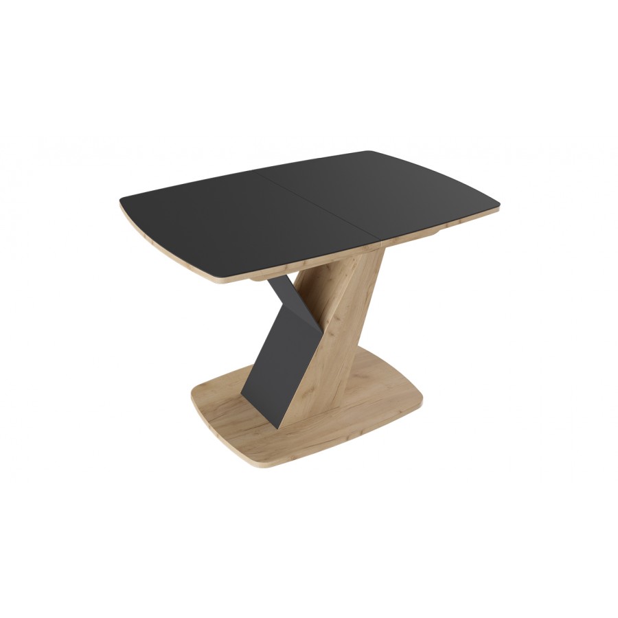 Стол обеденный «Гарда» Тип 1 Дуб Крафт золотой, Стекло матовое черный графит