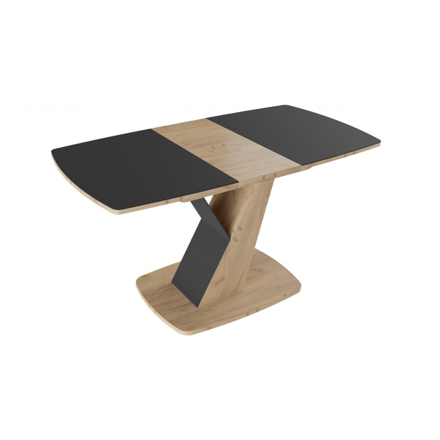 Стол обеденный «Гарда» Тип 1 Дуб Крафт золотой, Стекло матовое черный графит