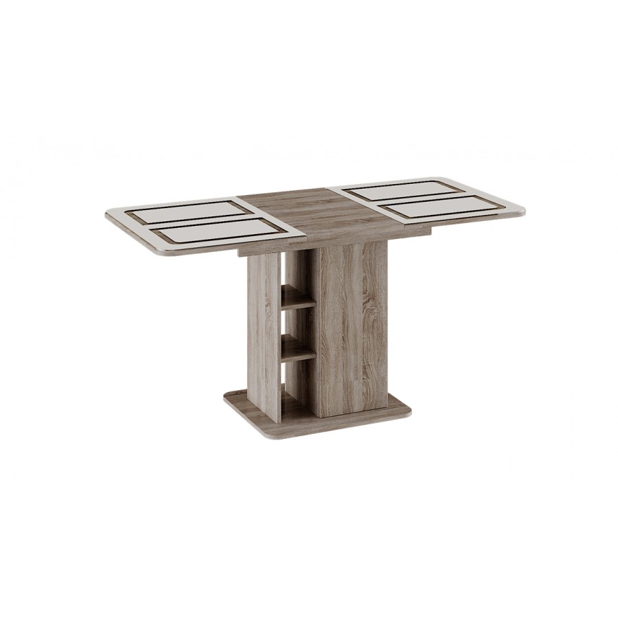 Стол раздвижной «Мюнхен» Тип 1 Дуб Сонома трюфель, Стекло бежевое с рисунком