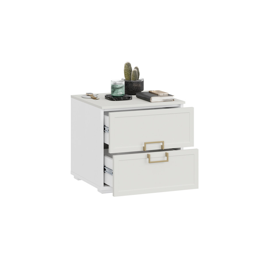 Тумба прикроватная «Стелла» - 402.03 Белый холст, Белый Жемчуг