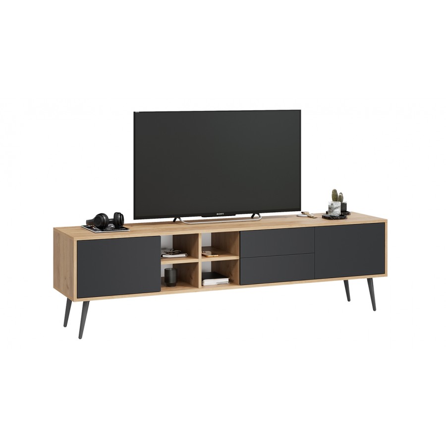 Тумба ТВ тип 5 с опорами Дуб Крафт золотой, Антрацит, Серый