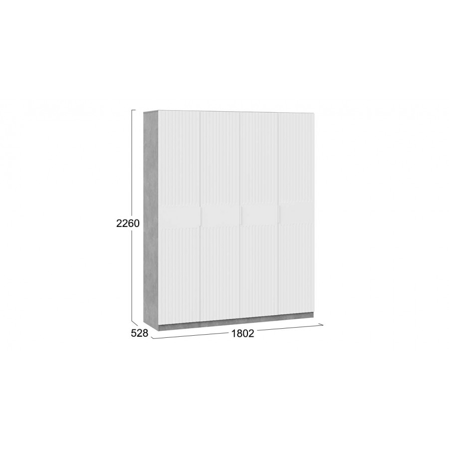 Шкаф комбинированный с 4-мя дверями «Хилтон» Ателье светлый, Белый матовый