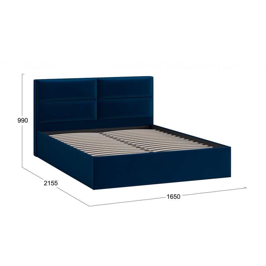 Кровать без ПМ «Глосс» Тип 1 (без подъемного механизма) Велюр Confetti Blue