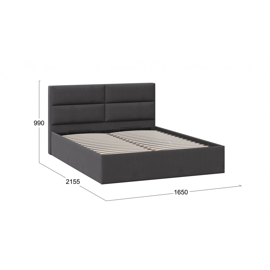Кровать с ПМ «Глосс» Тип 1 (с подъемным механизмом) с заглушиной Велюр Графит