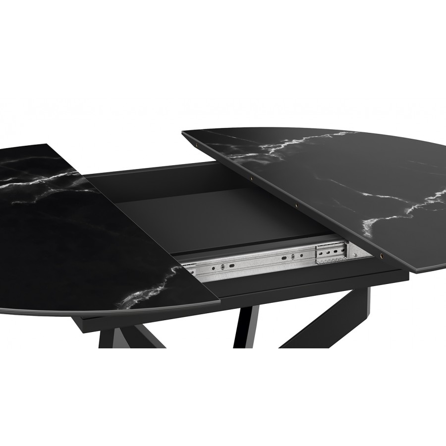 Стол обеденный раздвижной «Бергамо» Тип 1 - 127.000.000 Черный муар, Стекло матовое черный мрамор