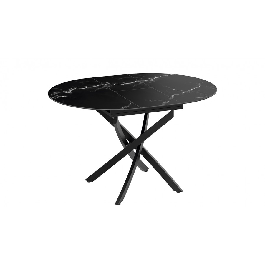 Стол обеденный раздвижной «Бергамо» Тип 1 - 127.000.000 Черный муар, Стекло матовое черный мрамор