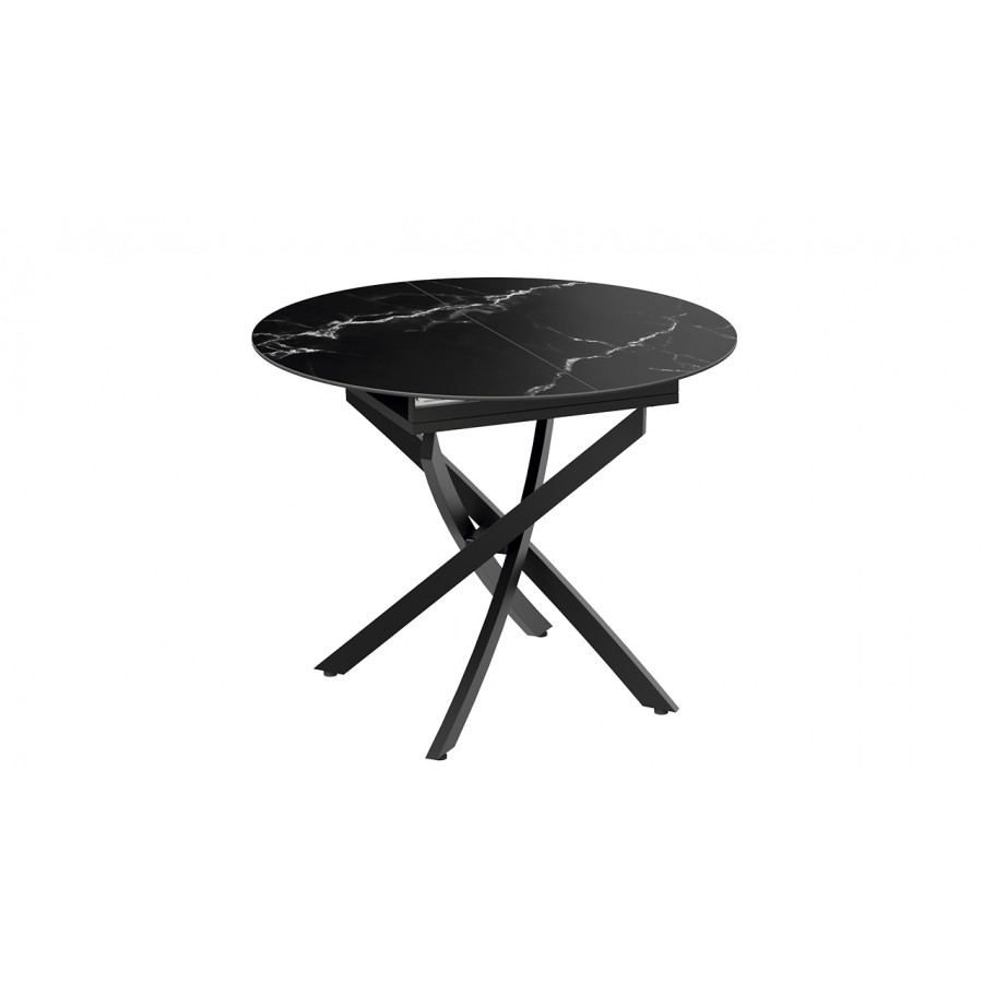 Стол обеденный раздвижной «Бергамо» Тип 1 - 127.000.000 Черный муар, Стекло матовое черный мрамор