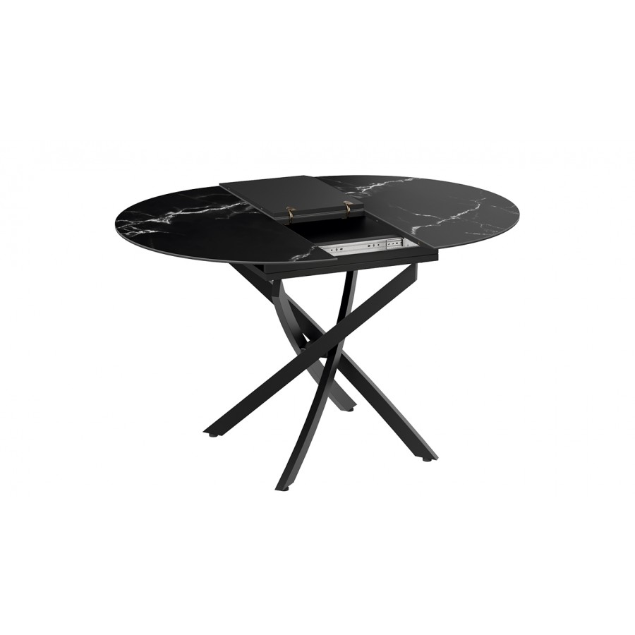 Стол обеденный раздвижной «Бергамо» Тип 1 - 127.000.000 Черный муар, Стекло матовое черный мрамор