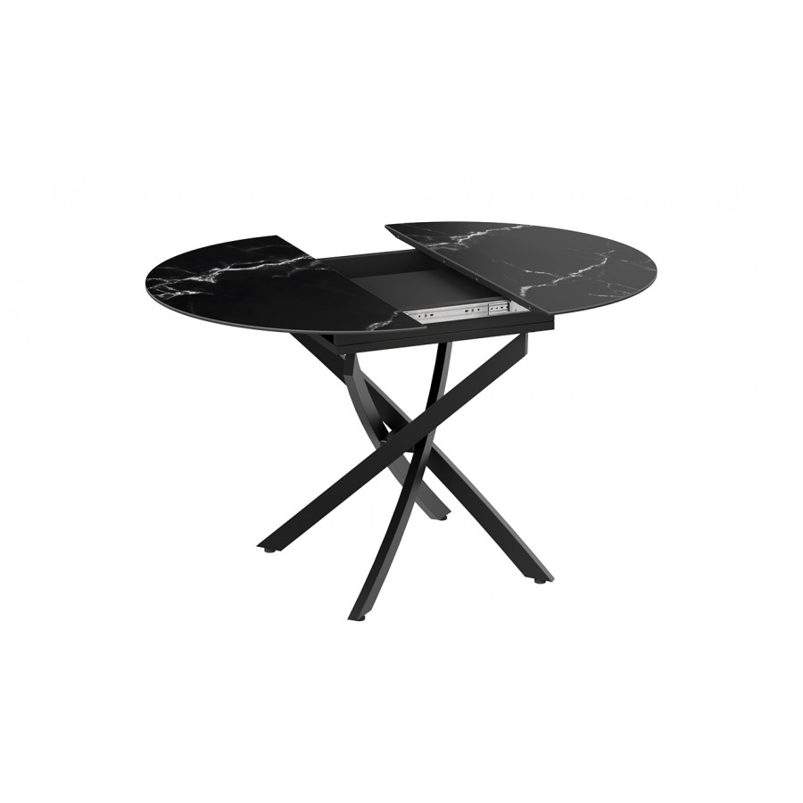 Стол обеденный раздвижной «Бергамо» Тип 1 - 127.000.000 Черный муар, Стекло матовое черный мрамор