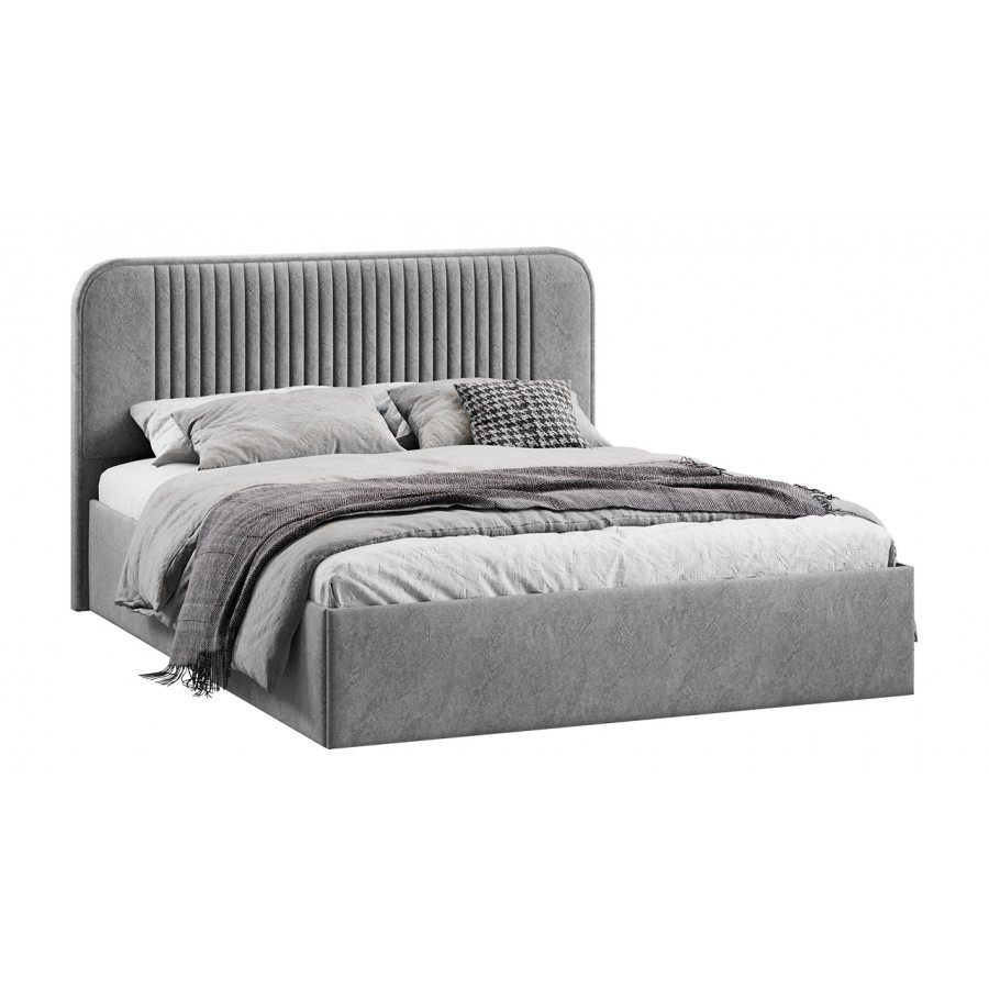Кровать с ПМ «Тиффани» Тип 1 с заглушиной Микровелюр Wellmart Silver