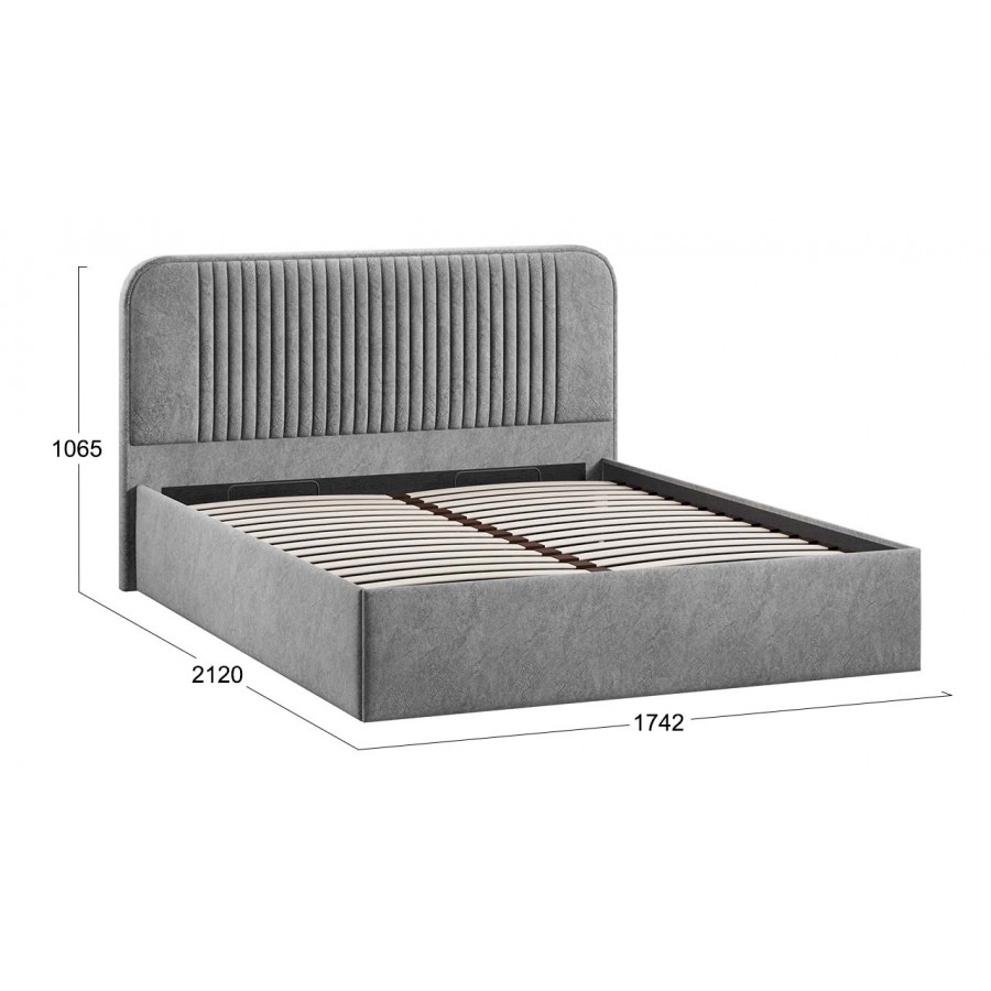 Кровать с ПМ «Тиффани» Тип 1 с заглушиной Микровелюр Wellmart Silver