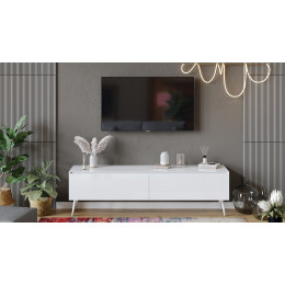 Тумба для теле- и радиоаппаратуры «Глосс» с опорами - СМ-319.03.011 Белый глянец, Стекло Белый глянец, Белый