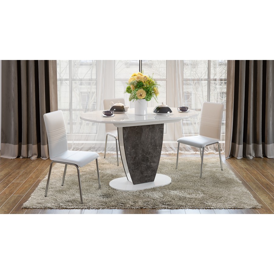 Стол обеденный «Монреаль» Тип 1 Белый глянец, Моод темный