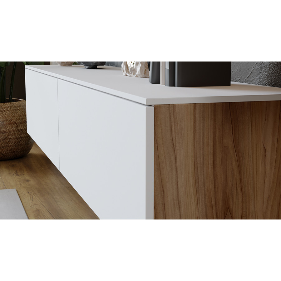 Гостиная «Порто» №7 - ГН-393.007 Яблоня Беллуно, Белый софт