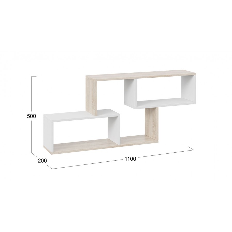 Полка настенная тип 4 Дуб Сонома, Белый (поры дерева)